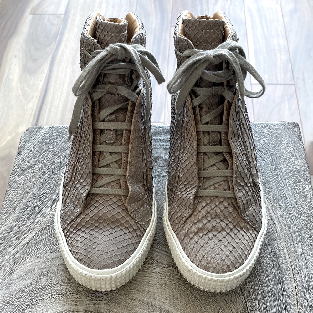 Jimmy Choo men snake leather high top sneakers